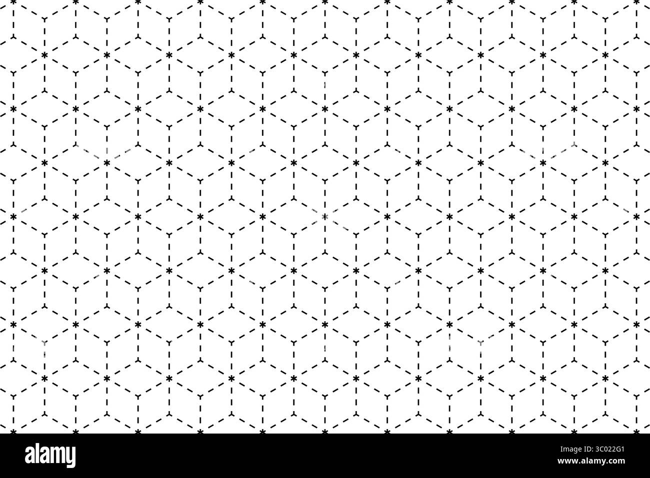 Gestrichelte Würfelformen. Wiederholte gepunktete Quadrate in der 3D-Projektion. Mosaikstruktur mit unterbrochenen Linien. Minimalistischer abstrakter geometrischer Stickmuster. Vektorgrafik. Stock Vektor Gestrichelte Würfelformen. Wiederholte gepunktete Quadrate in der 3D-Projektion. Mosaikstruktur mit unterbrochenen Linien. Minimalistischer abstrakter geometrischer Stickmuster. Vektorgrafik. Stock Vektor