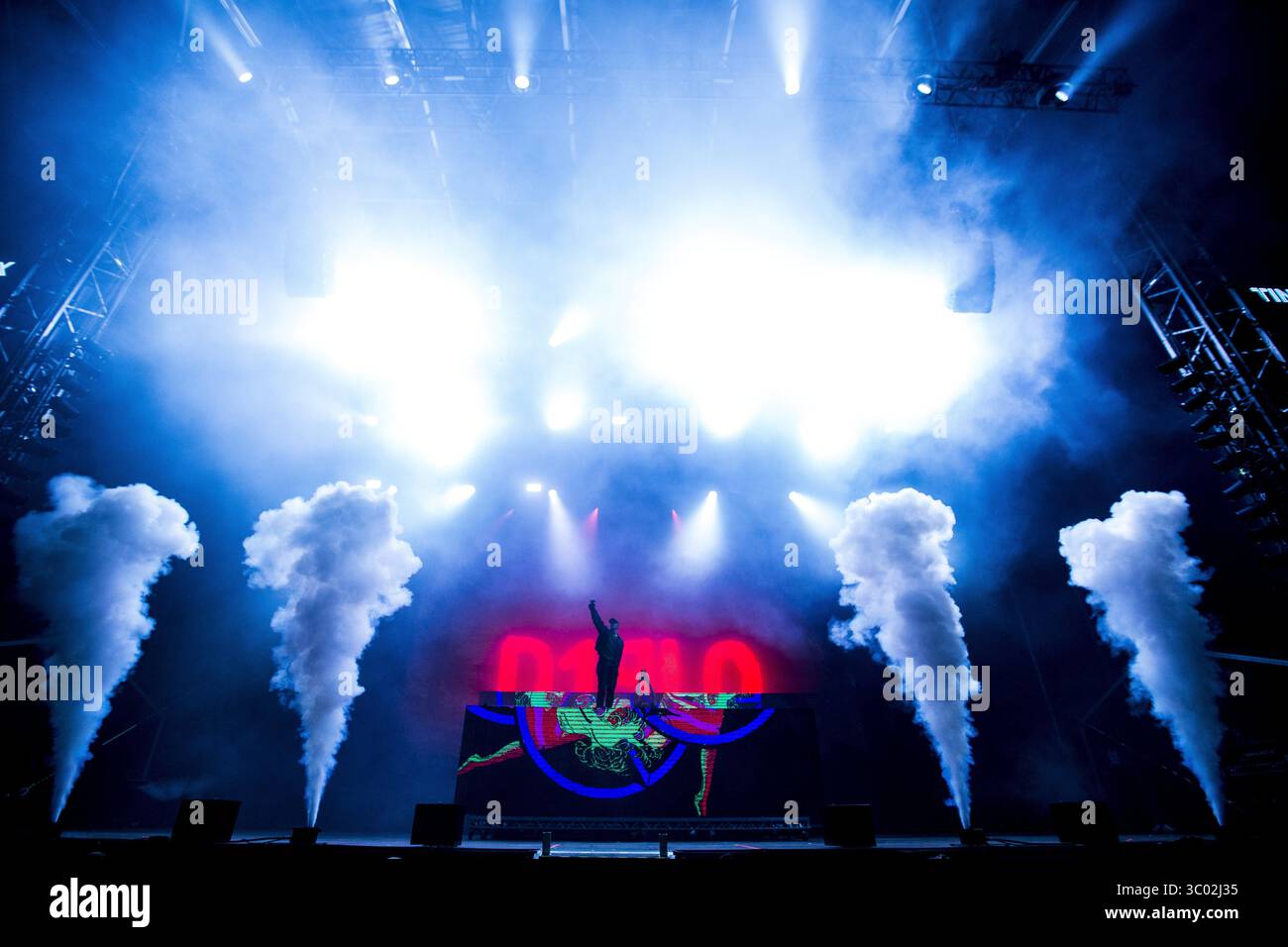 28. Juni 2019, Odense, Dänemark: Odense, Dänemark. Juni 2019. Der US-amerikanische DJ und Musikproduzent Diplo tritt während des dänischen Musikfestivals Tinderbox 2019 in Odense auf. (Foto: Gonzales Photo - lasse Lagoni) (Foto: © lasse Lagoni/Gonzales Photo via ZUMA Press) Stockfoto