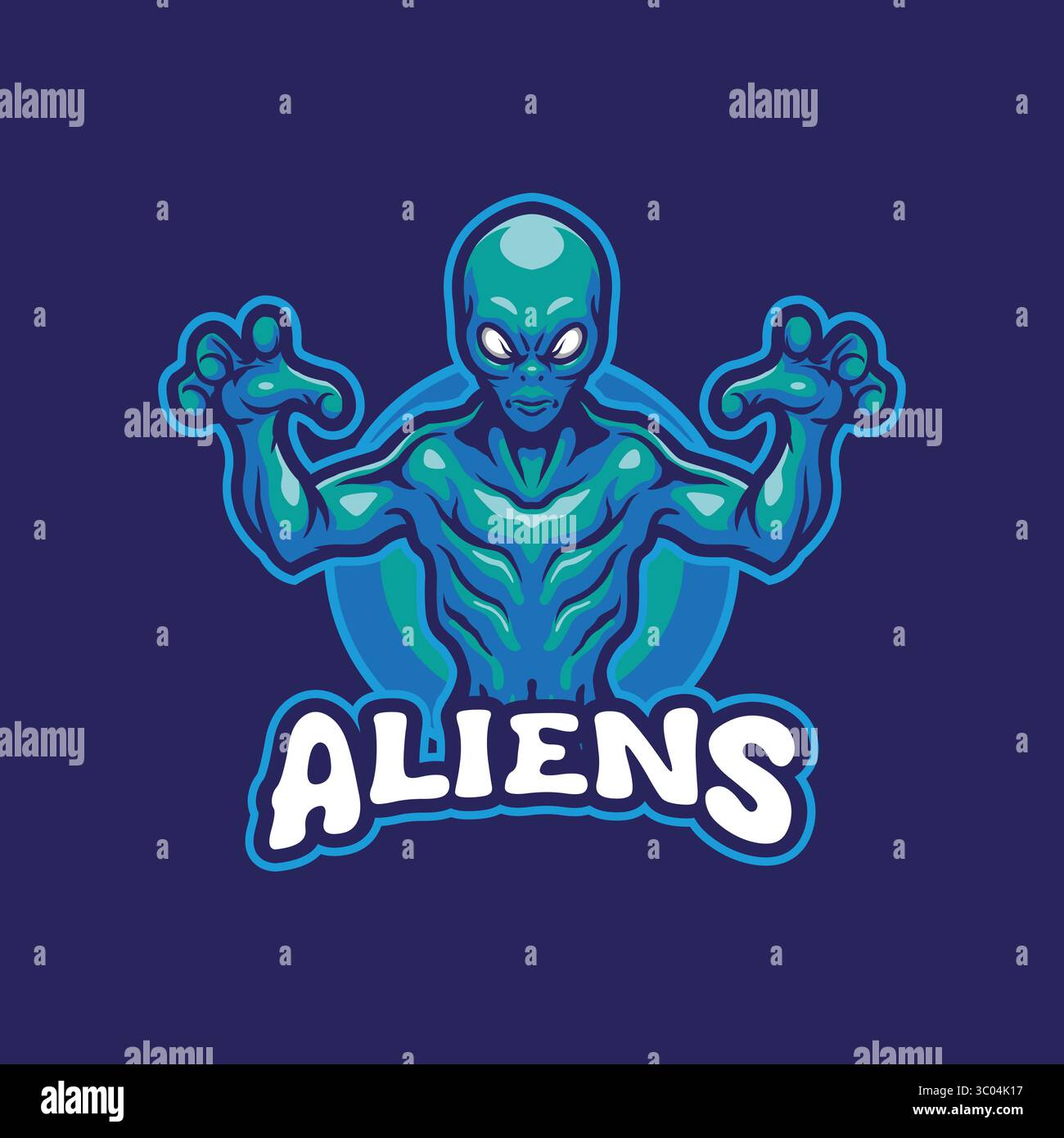 Alien Mascot Logo Design Vektor mit modernem Illustrationskonzept Stil für Abzeichen, Emblem und T-Shirt Druck. Alien-Illustration für das Sportteam. Stock Vektor