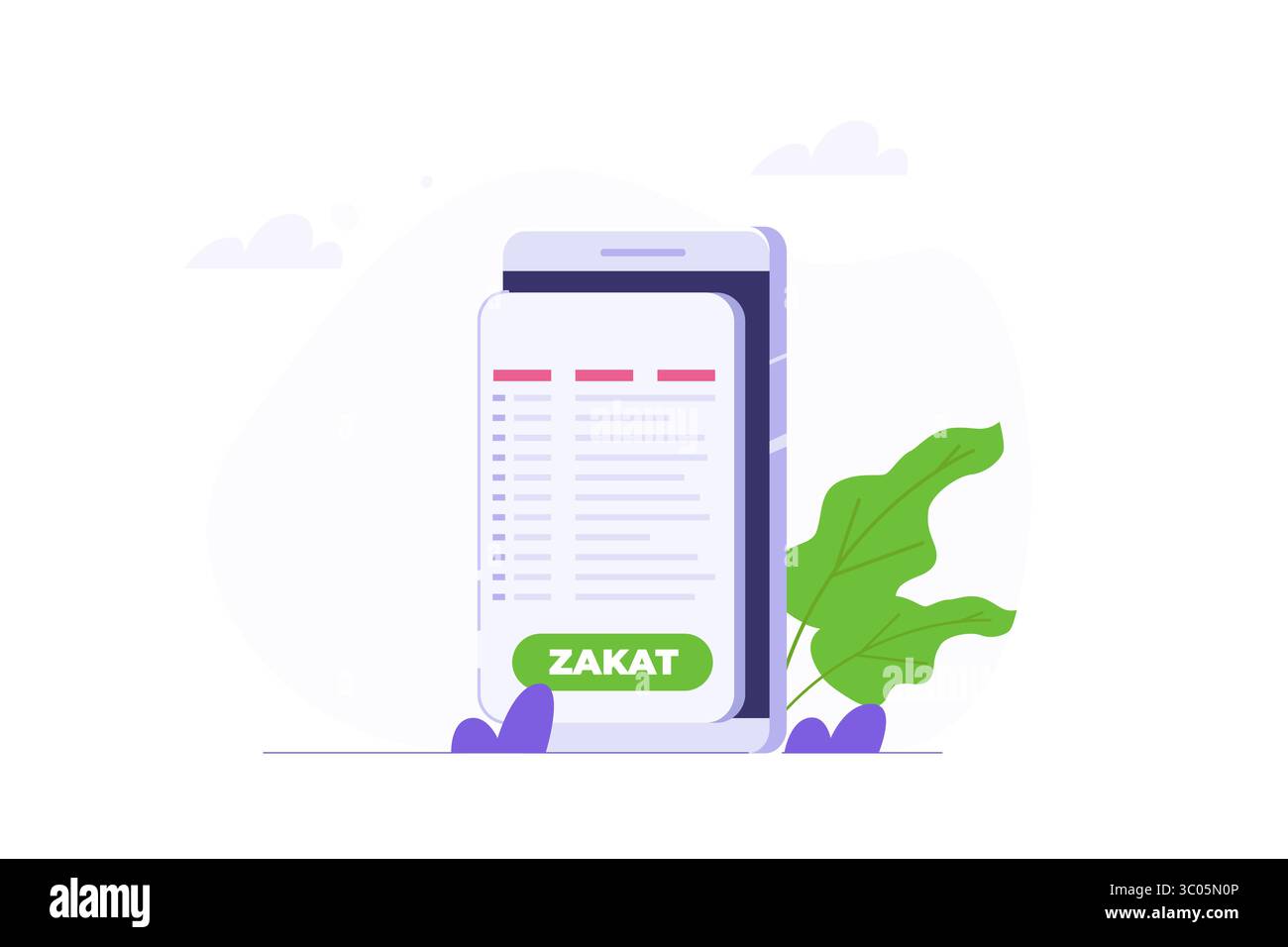 Online-Zakat-Zahlungskonzept, Zakat mit einem Smartphone-Konzept bezahlen. Zeichentrick flache Vektor-Illustration für Banner, Website, Landingpage, Flyer. Stock Vektor