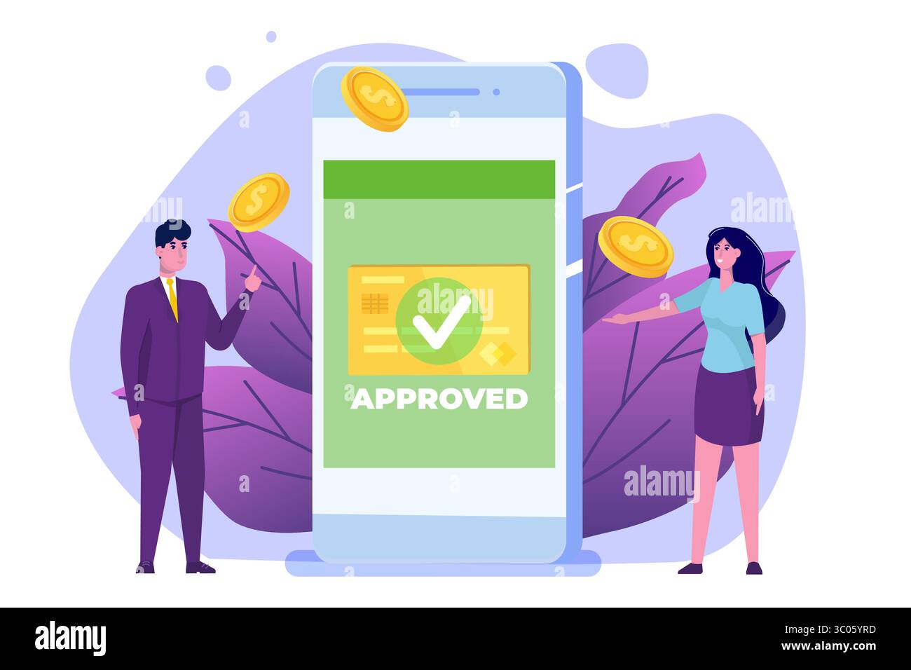Transaktion genehmigt, Finanztransaktionen, bargeldlose Zahlung, Geldwährung, NFC-Konzept für Zahlung. Vektorabbildung. Stock Vektor