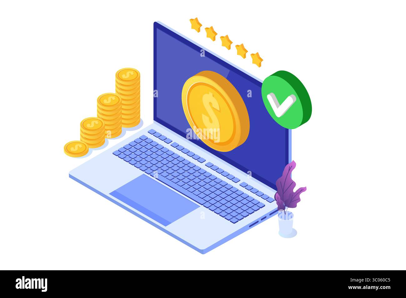 Transaktion genehmigt, Finanztransaktionen, bargeldlose Zahlung, Geldwährung, Zahlung NFC-Isometrisches Konzept. Vektorabbildung. Stock Vektor
