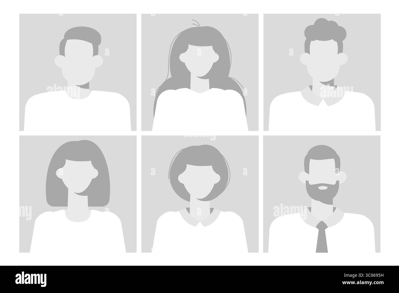 Standard-Platzhalteravatar festgelegt. Vektorabbildung. Stock Vektor