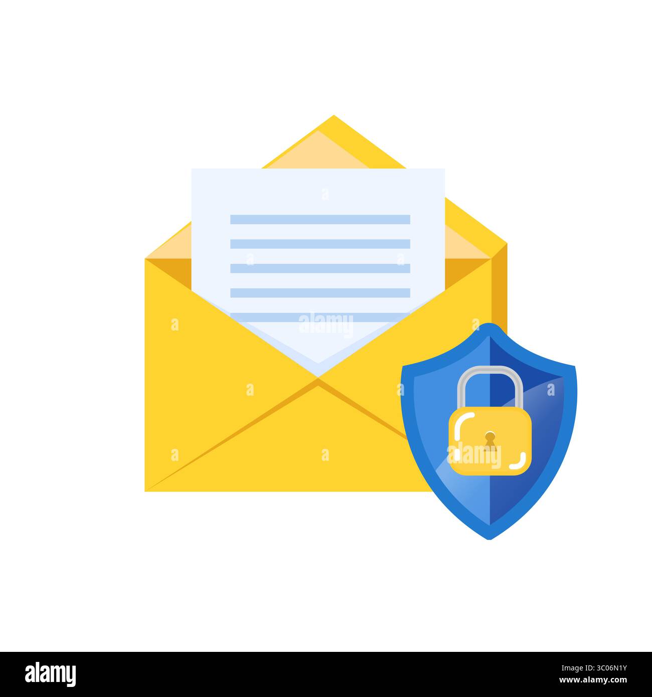 Verschlüsselungskonzept für E-Mail-Sicherheit, E-Mail-Schutz. Umschlag- und Sperrsymbol. Vektorabbildung. Stock Vektor