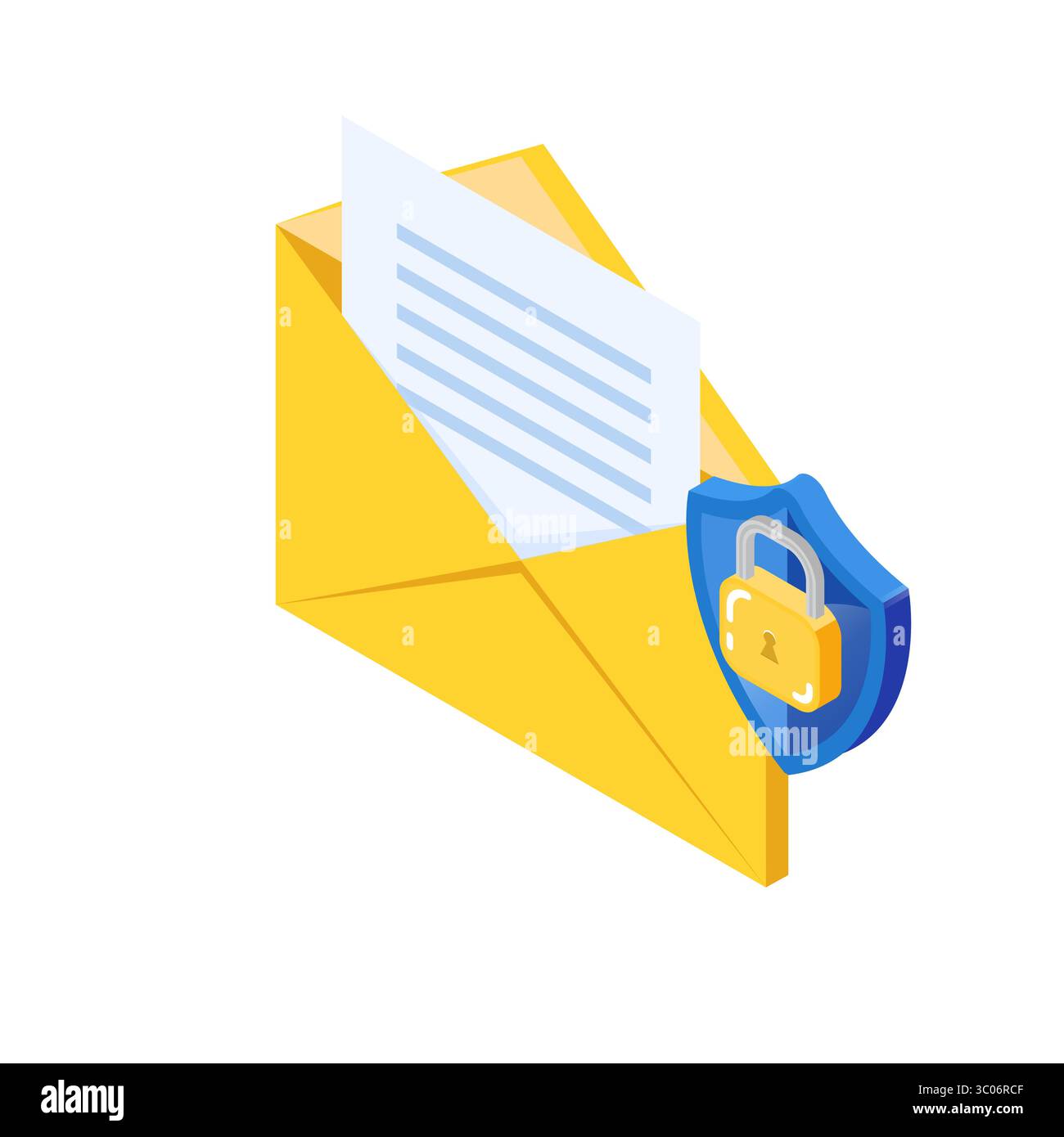 Verschlüsselungskonzept für E-Mail-Sicherheit, E-Mail-Schutz. Umschlag- und Sperrsymbol. Vektorabbildung. Stock Vektor