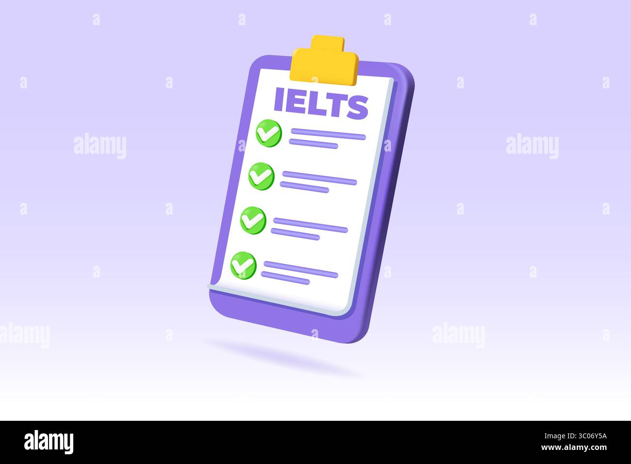 Englischprüfung und Prüfung. IELTS International English Language Testing System. Vektorabbildung. Stock Vektor