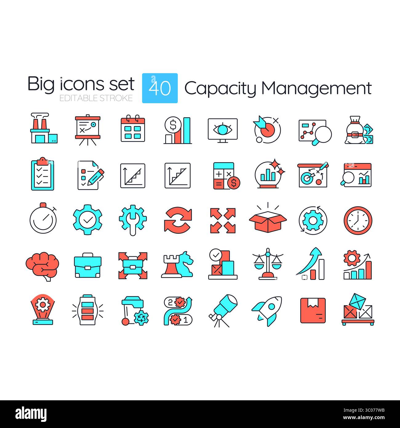 Farbsymbole für die Kapazitätsverwaltungslinie Stock Vektor