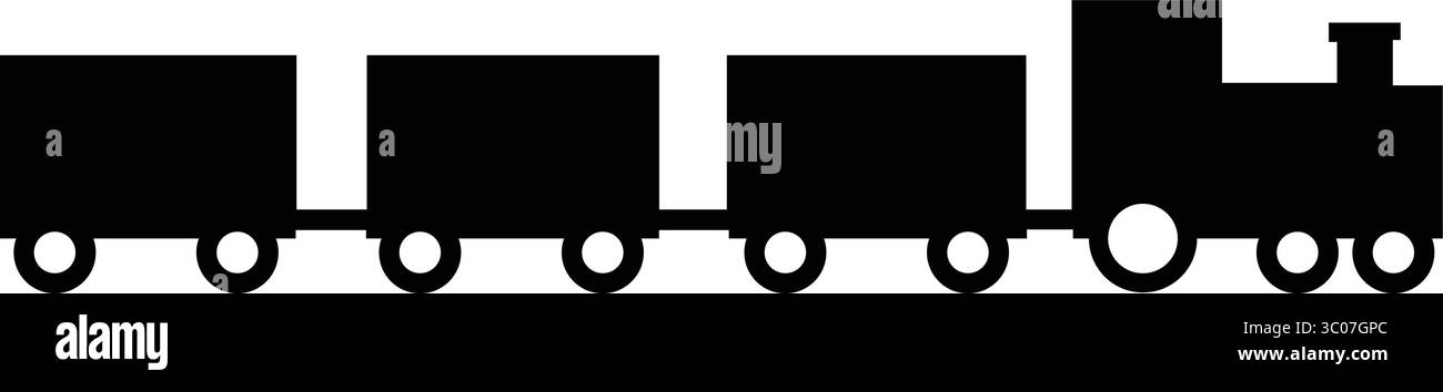 Gütertransport Zugtransport Gütercontainer, Geschäftslogistik. Altmodische Fracht Zug Silhouette Vektor Illustration. Stock Vektor