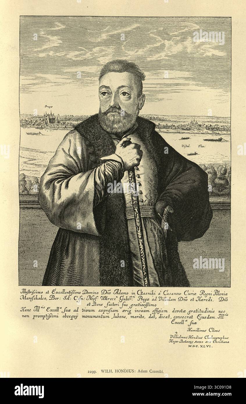 Adam Kazanowski (* 1599–25. Dezember 1649) war ein Adliger des Polnisch-litauischen Commonwealth ab 1633, Kunst des 17. Jahrhunderts, Vintage Illustration Stockfoto