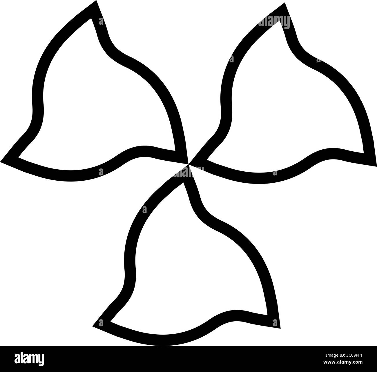 Schwarzes Triskelion Textile Design – Elegantes, Minimalistisches, Dreifach Gefaltetes Motiv Stock Vektor