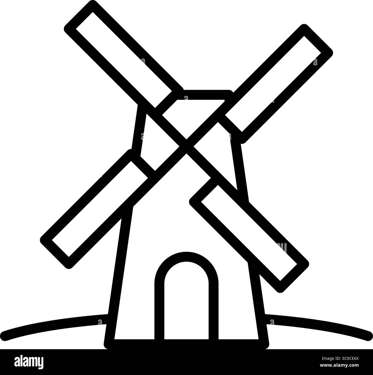 Windmühle Line Symbol Vektor mit editierbarer Kontur Stock Vektor
