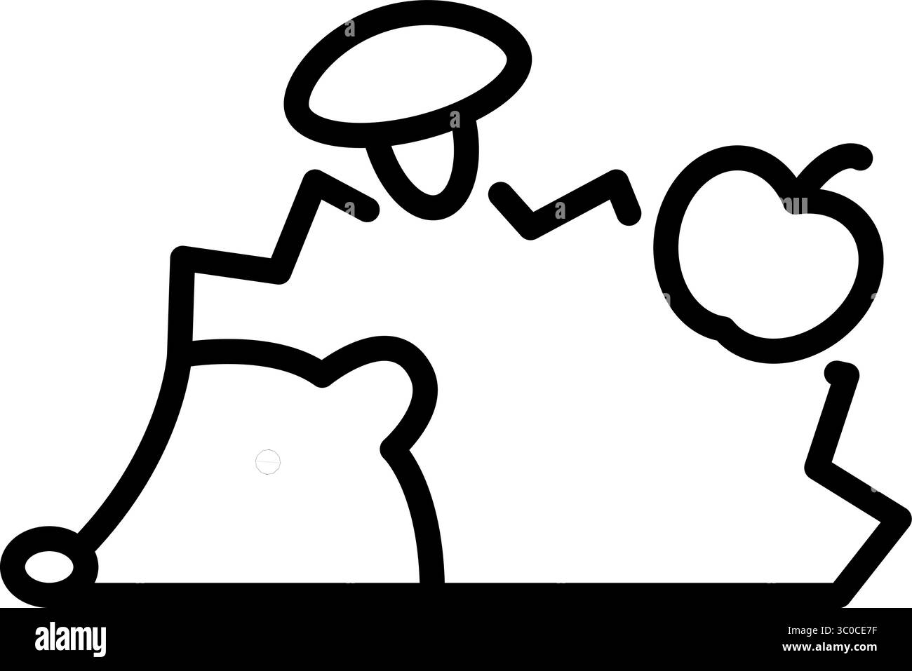 Igel mit Pilz und Apple Line Icon Vektor Stock Vektor