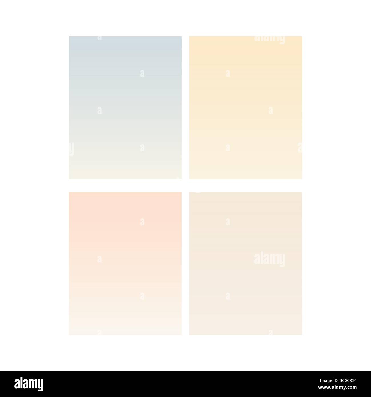 Kollektion mit vier minimalen Farbverläufen in Pastellblau, Creme, Pfirsich und Beige, ideal für Webdesign oder Druckprojekte. Stock Vektor Kollektion mit vier minimalen Farbverläufen in Pastellblau, Creme, Pfirsich und Beige, ideal für Webdesign oder Druckprojekte. Stock Vektor