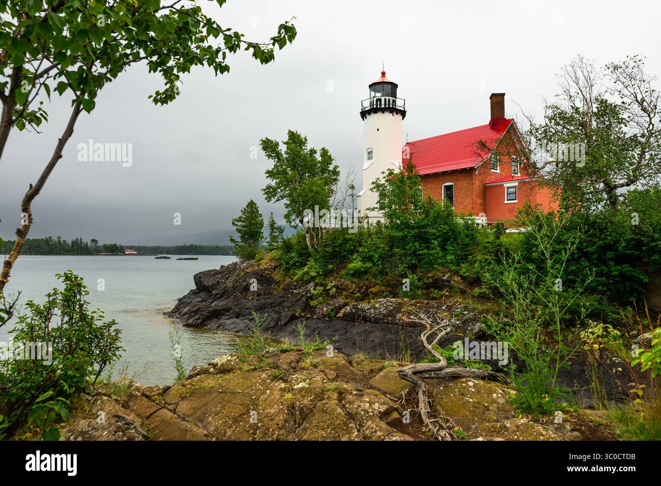 Das Eagle Harbor Lighthouse in Eagle Harbor, Keweenaw County, Michigan, USA. Stockfoto