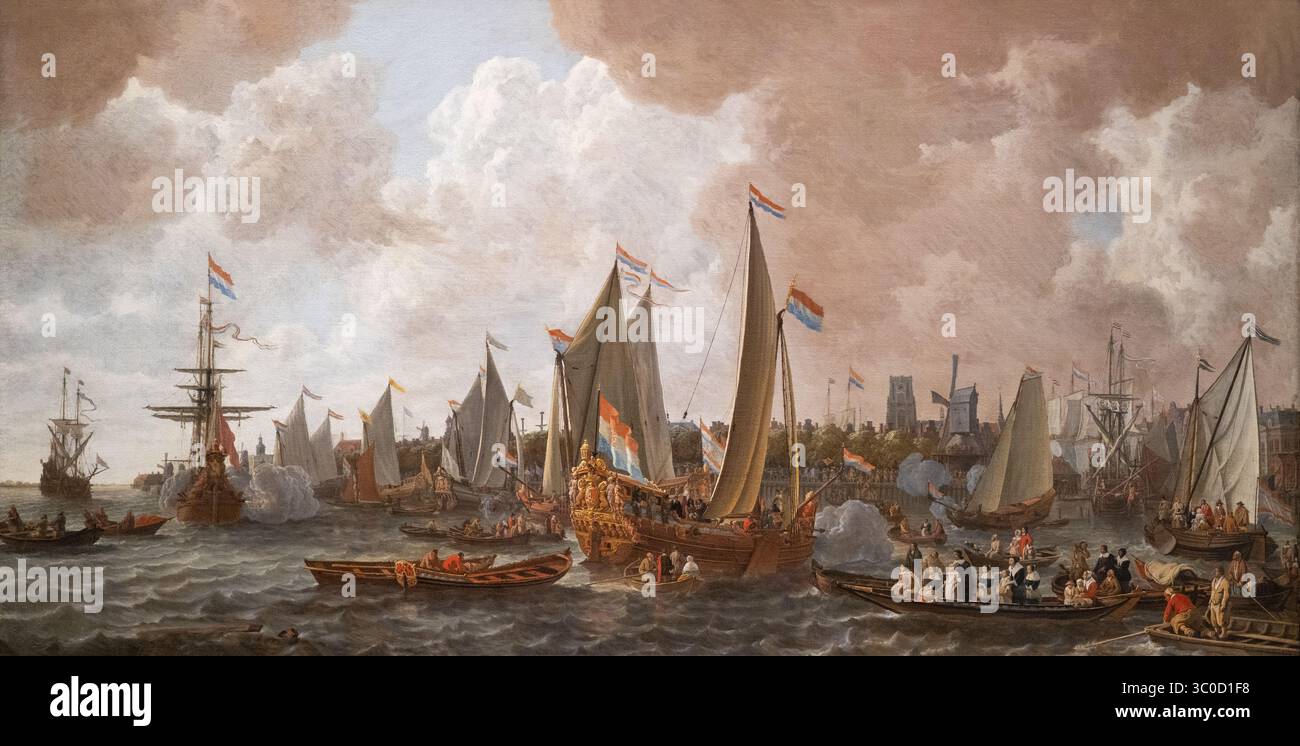 Lieve Pietersz Verschuier: Ankunft von Karl II., König von England, in Rotterdam, 24. Mai 1660. 1660-65. Englische Geschichte aus dem 17. Jahrhundert. Stockfoto