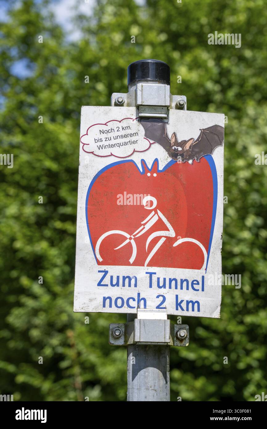 Logo Radweg Sauerlandring, Referenz zum Fledermaustunnel, einem 84 km langen Rundradweg zwischen den Städten Finnentrop, Eslohe, Schmallen Stockfoto