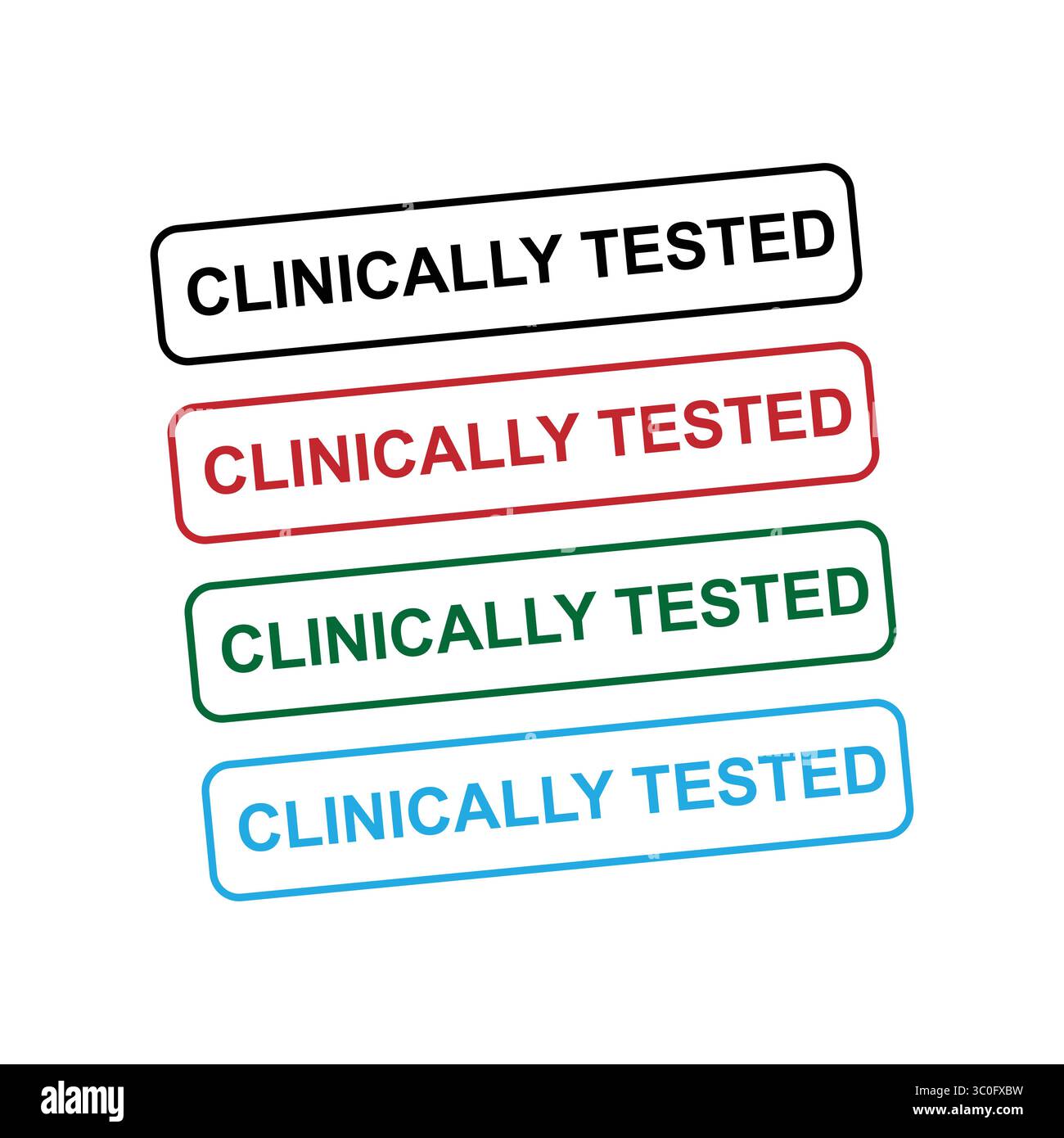 Klinisch getestete Wortmarkenetiketten für die Empfehlung von Gesundheitsprodukten Stock Vektor