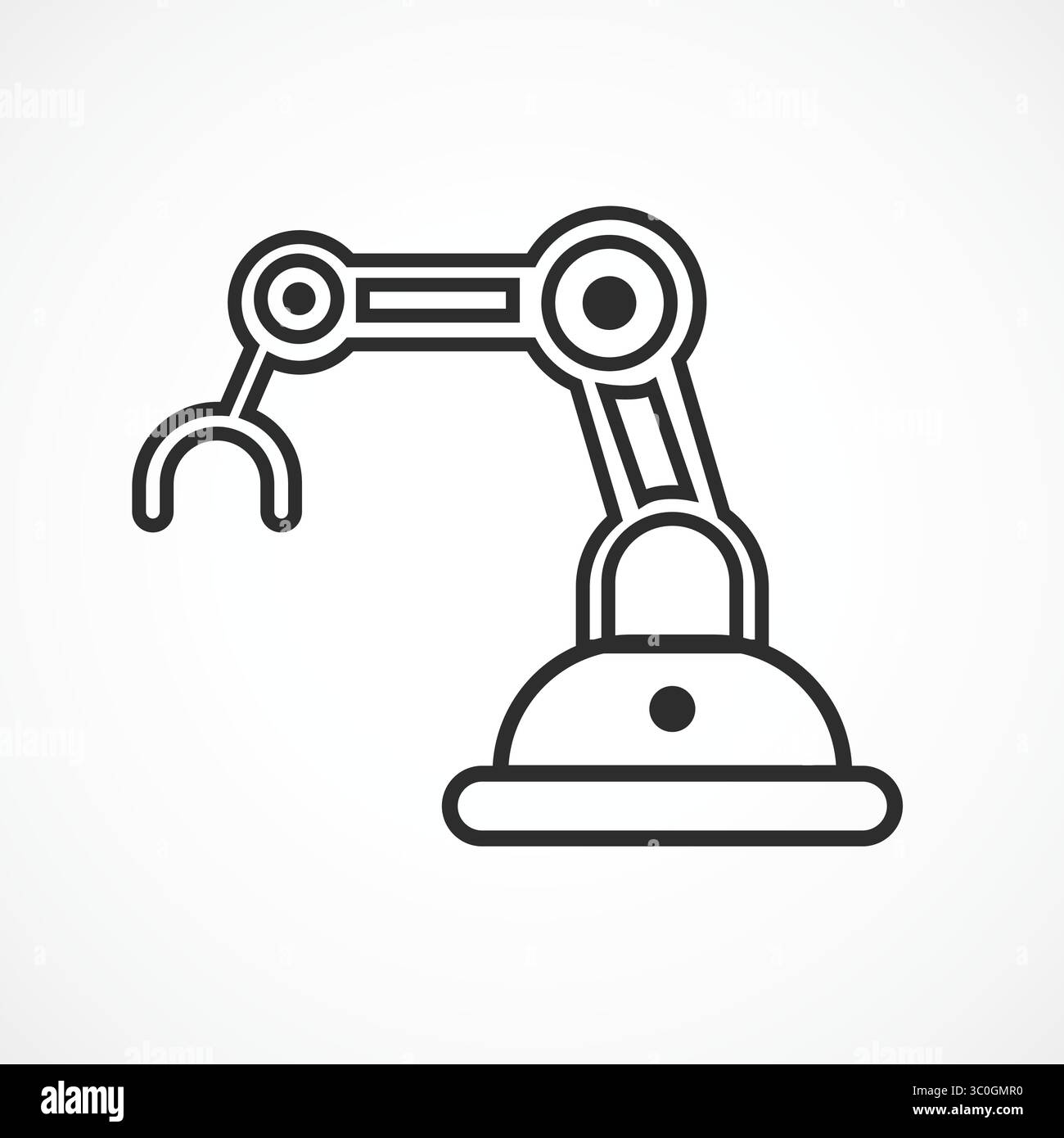 Roboterarm-Symbol in weißem Hintergrund – Symbol für KI-Automatisierung und Industrieroboter, abstrakter Vektor Stock Vektor
