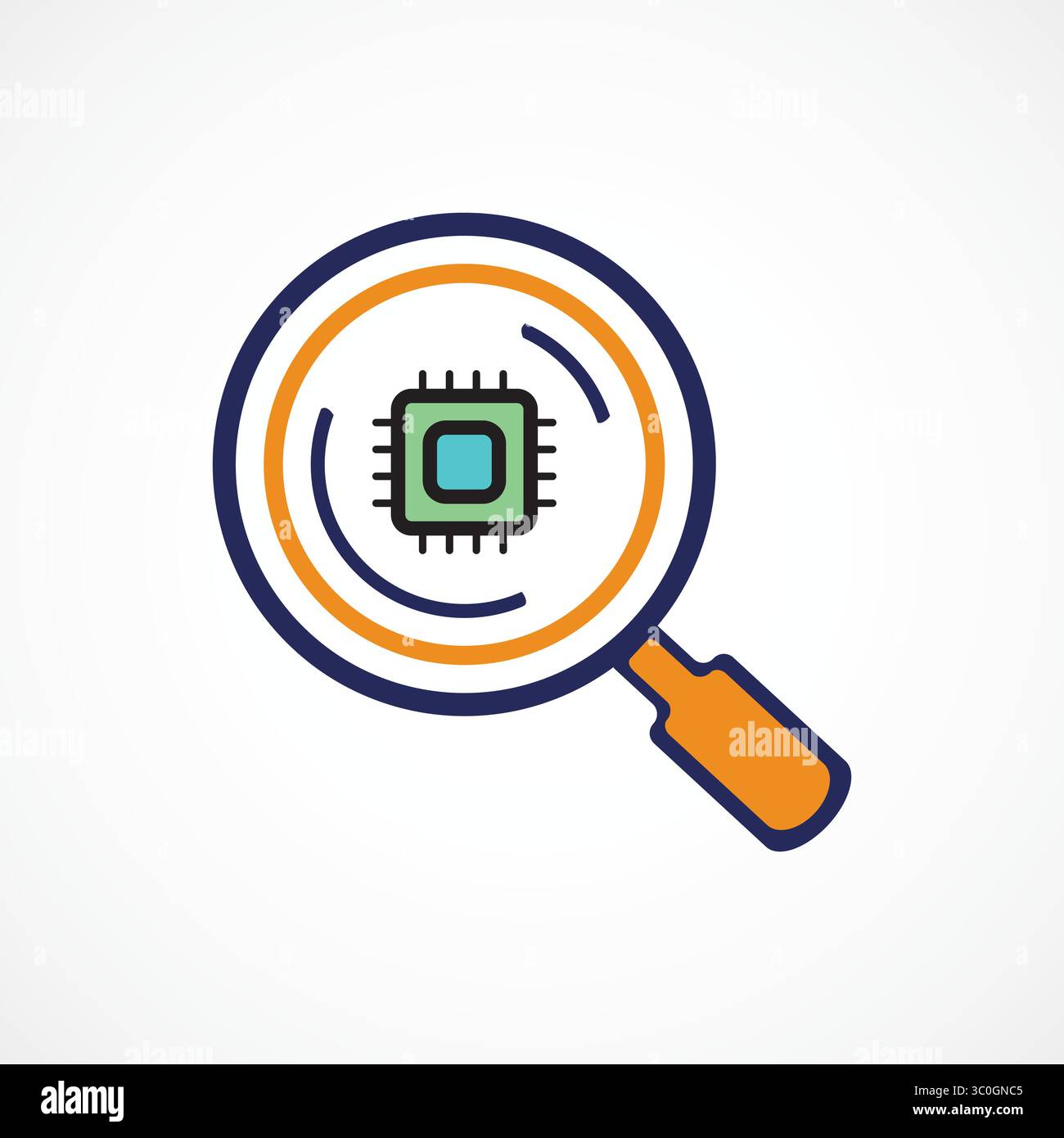 Lupensymbol – Symbol für AI-Datensuche und -Analyse, Vektorzeichen, Symbol, Logo-Abbildung. Vektorgrafiken für Präsentation und Sonstiges Stock Vektor