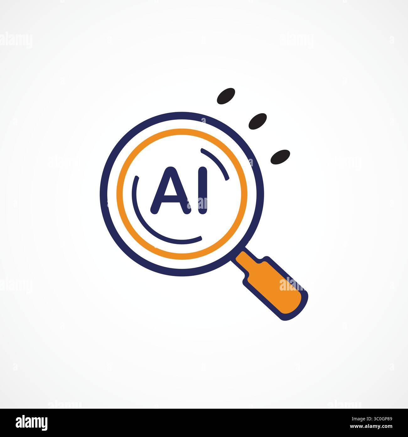 KI-Suchsymbol – Vergrößerungsglas mit abstraktem Farbsymbol der AI-Technologie, Vektorzeichen. Symbol, Logo-Abbildung. Vektorgrafiken für die Präsentation Stock Vektor