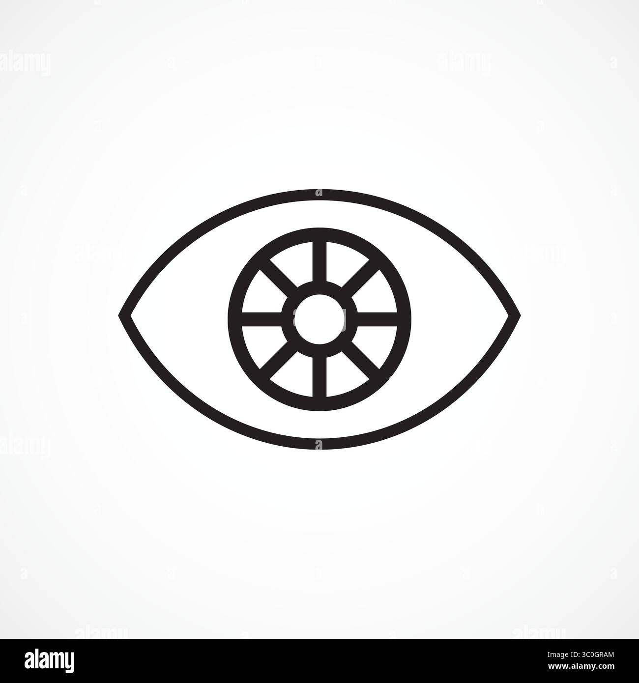 Kontur des AI-Eye-Symbols in weißem Hintergrund – visuelle Intelligenz und Smart Vision Detection, Vektorzeichen. Symbol, Logo-Abbildung. Vektorgrafiken Stock Vektor