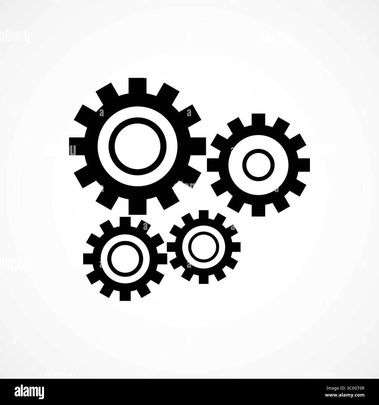 Umriss des Automatisierungssymbols mit weißem Hintergrund – Umrisssymbol für AI-System-Zahnradprozesse, Symbol, Logo-Abbildung. Vektorgrafiken für die Präsentation Stock Vektor