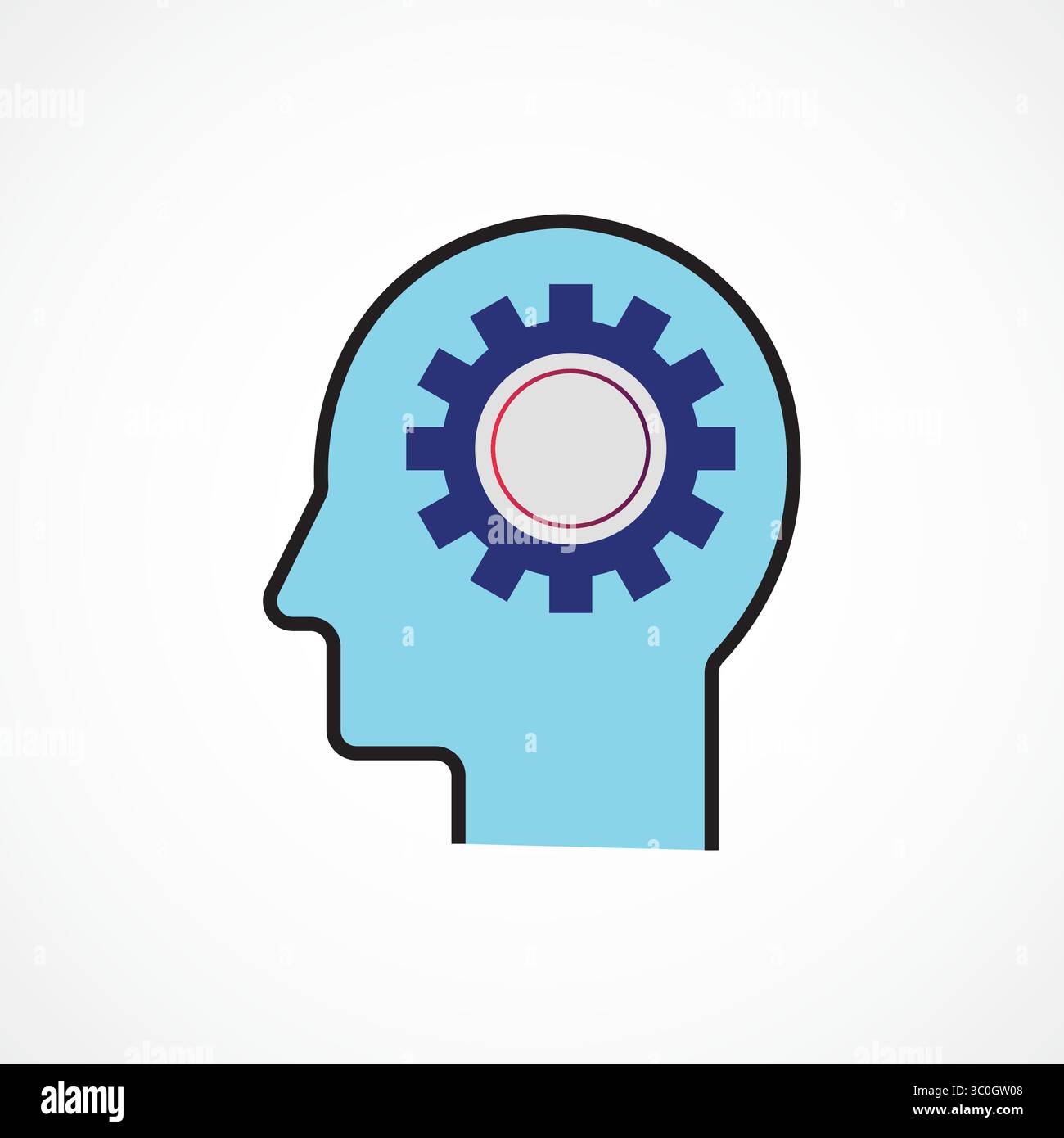 Getriebekopf-Symbol – KI-gesteuertes Konzept für mechanische Intelligenz, Vektorillustration Stock Vektor