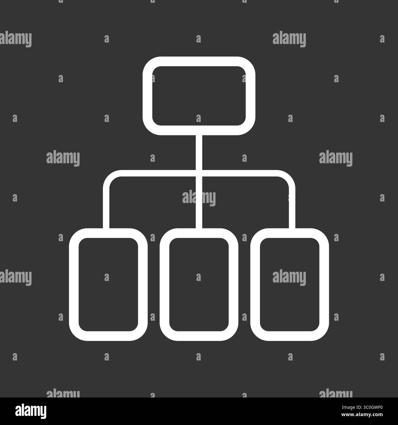 Flussdiagramm-Symbol in Schwarz-weiß-Hintergrund – Abbildung „AI Process Workflow Diagramm“ Stock Vektor