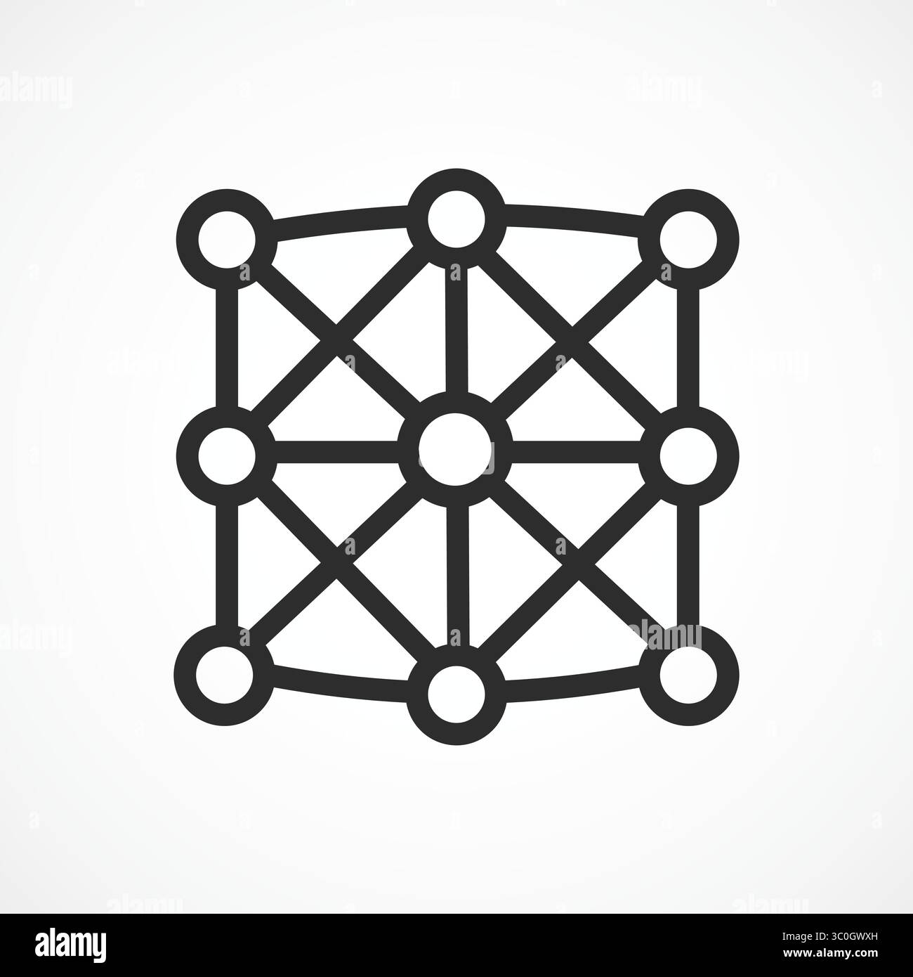 Symbol für Deep Learning-Ebenen in weißem Hintergrund – Umrisssymbol für Neural Architecture Technology, Vektorzeichen. Symbol, Logo-Abbildung. Vektorgrafiken f Stock Vektor