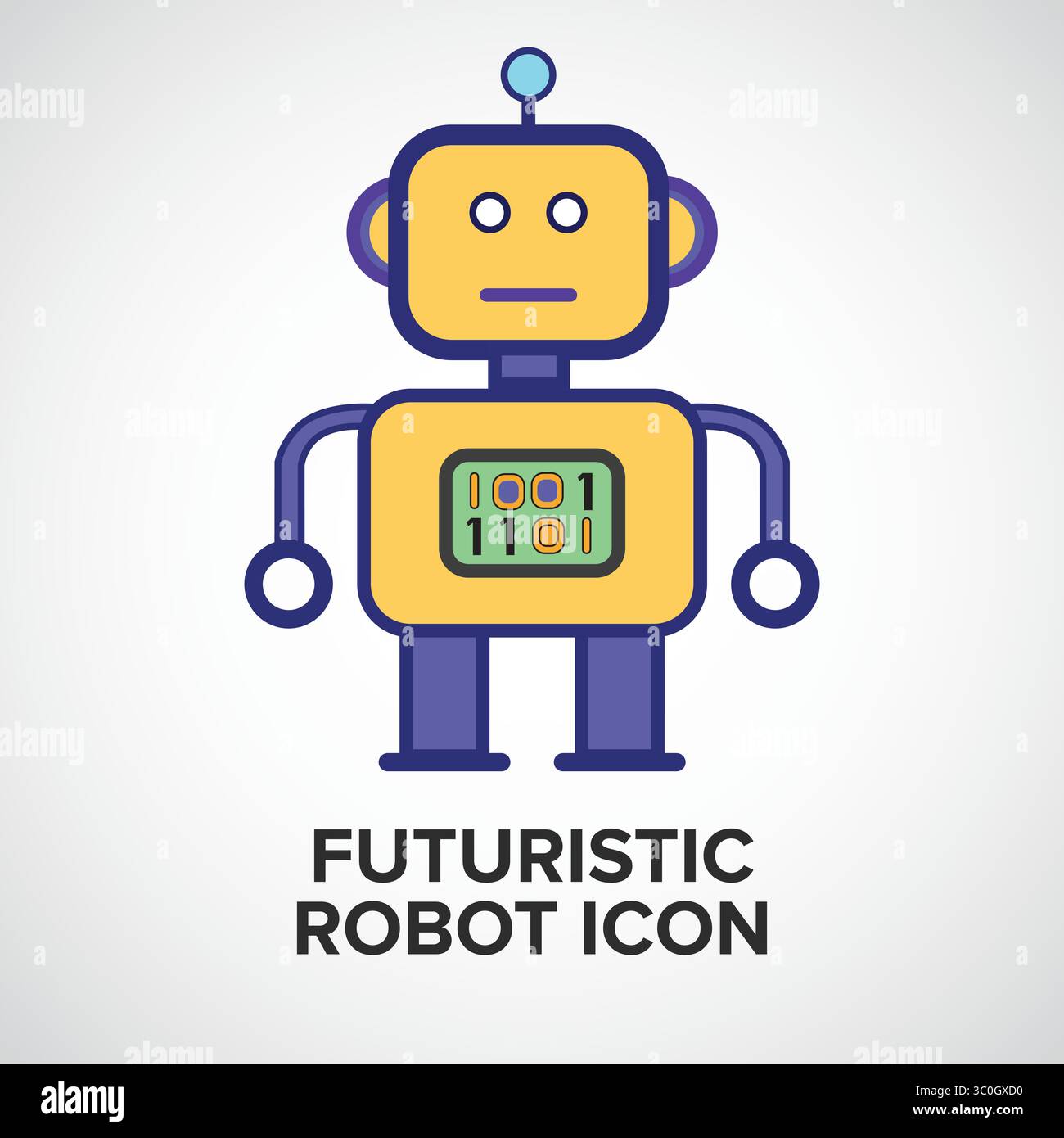 Futuristischer Roboter Icon – KI-gestützter humanoider Technologie Vektor, Vektor-Illustrator Stock Vektor