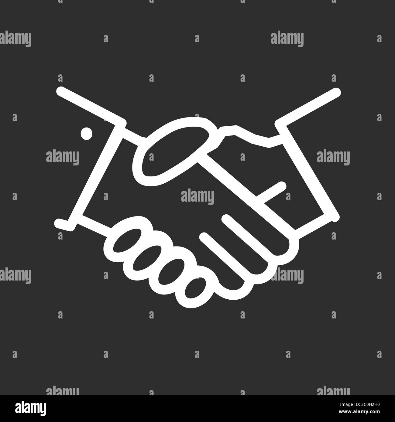 Roboter-Handshake-Symbol in Schwarz-weiß-Hintergrund – Farb-Symbol für menschliche und KI-Zusammenarbeit, Vektorillustration Stock Vektor