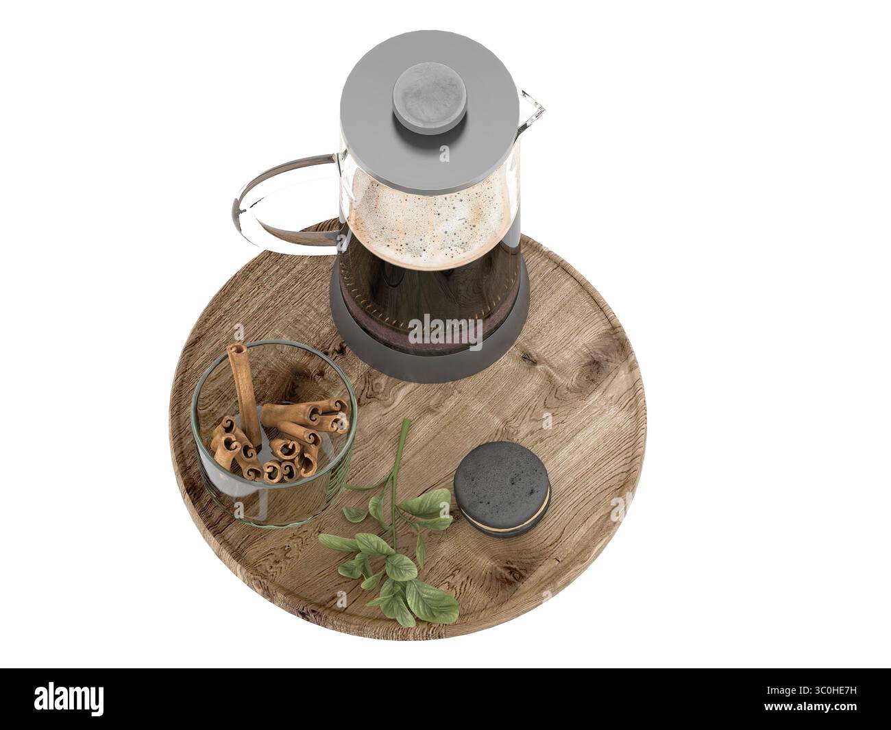 3D Rendern Sie frischen Kaffee und Schokoladentafeln Stockfoto