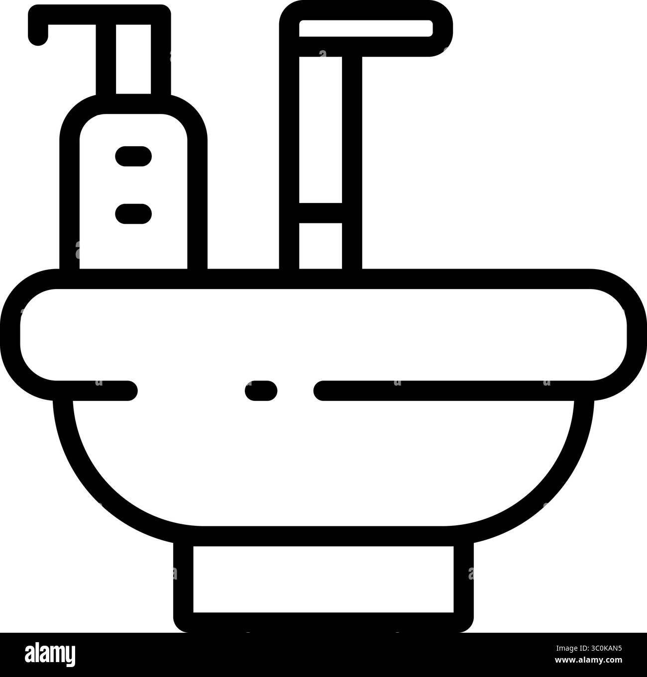 Symbol „Spüle und Handseife“. Heimisches Keramikwaschbecken für Toilette Badschild. Waschmittel, Reinigung, Hygiene-Konzept. Abbildung Des Isolierten Vektors. Stock Vektor