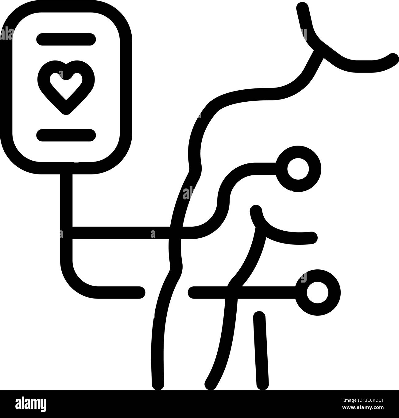 Symbol Für Holter-Monitor-Kontur. Tragbare EKG-Überwachung. Dynamisches EKG-System. Digitaler Herzfrequenzanalysator und -Schreiber. Medizinisches Symbol isoliert auf weiß b Stock Vektor