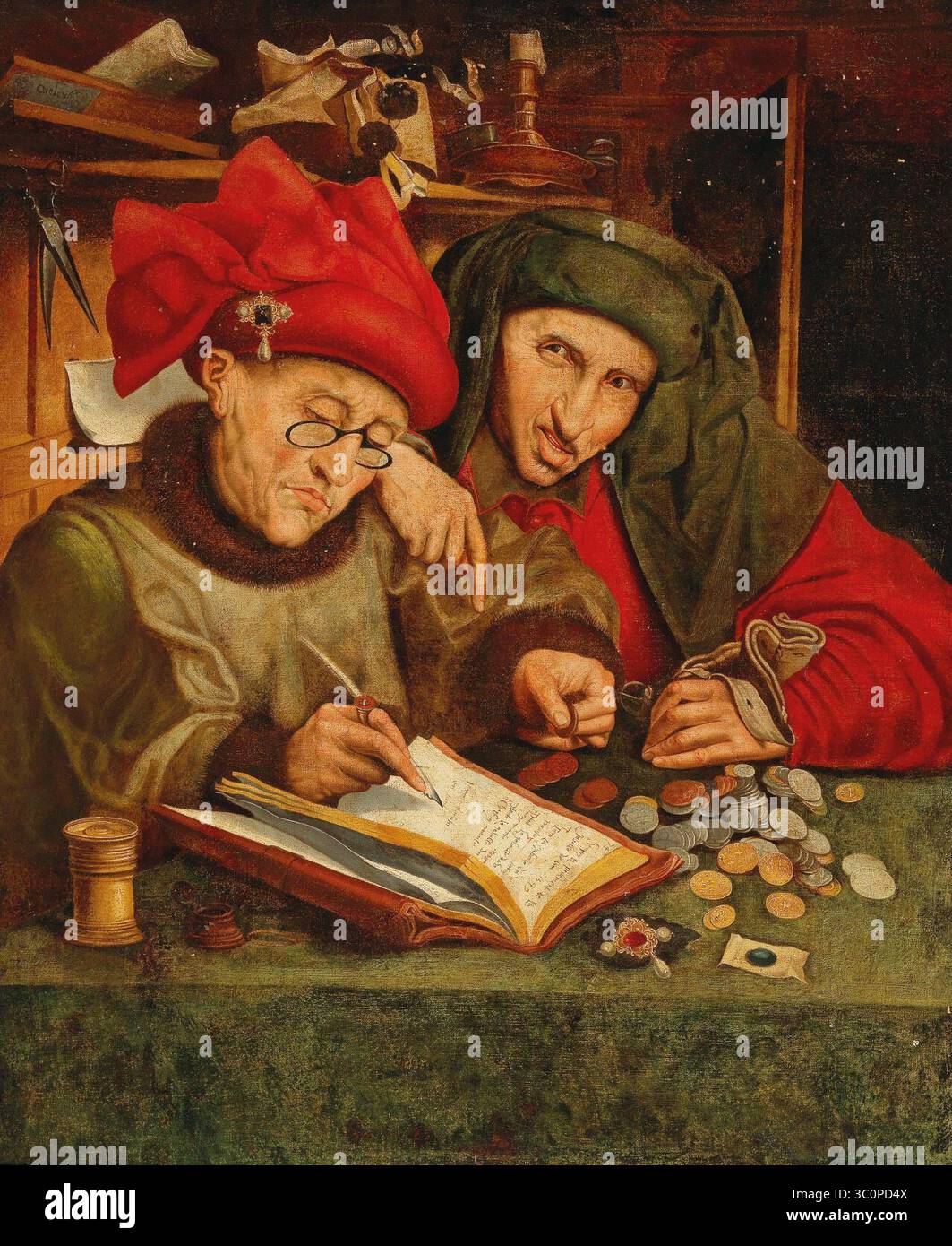 Marinus van Reymerswale oder Quinten Masys Follower - Two Tax Collectors or the Misers, verkauft Dorotheum 18-12-2017, Lot Nr. 38. Stockfoto