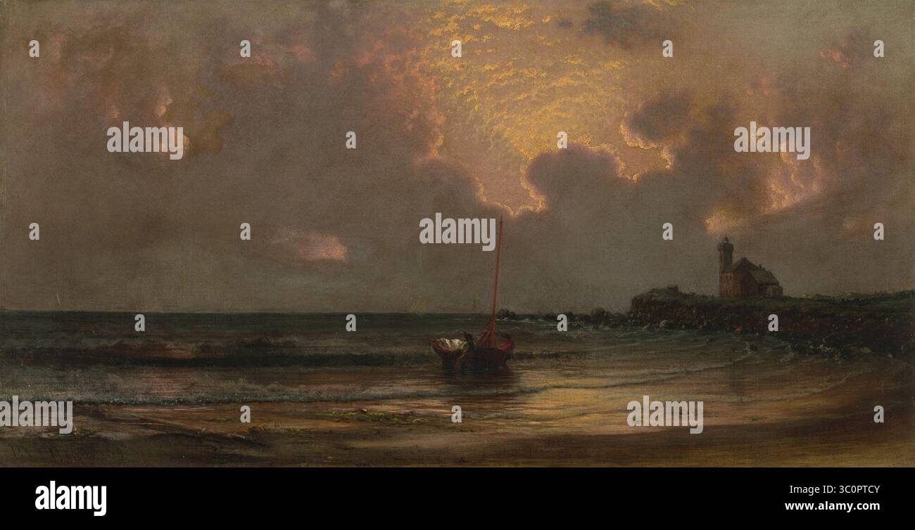 Martin johnson heade Sonnenuntergang am Point judith, Licht093828). Stockfoto