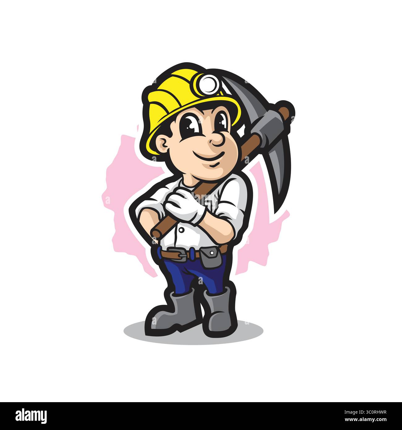 Miner Mascot-Logo mit modernem Illustrationskonzept für Abzeichen, Emblem und T-Shirt. Lustige Miner-Illustration. Stock Vektor
