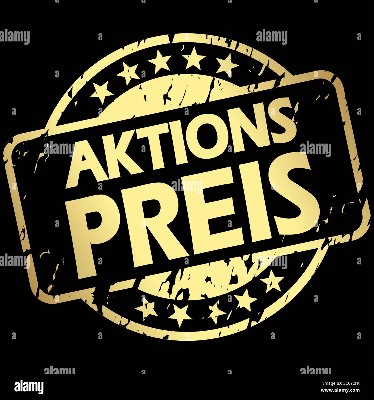 EPS 10 Vektor mit runder goldener Stempel mit Banner und Text Sonderpreis Stock Vektor