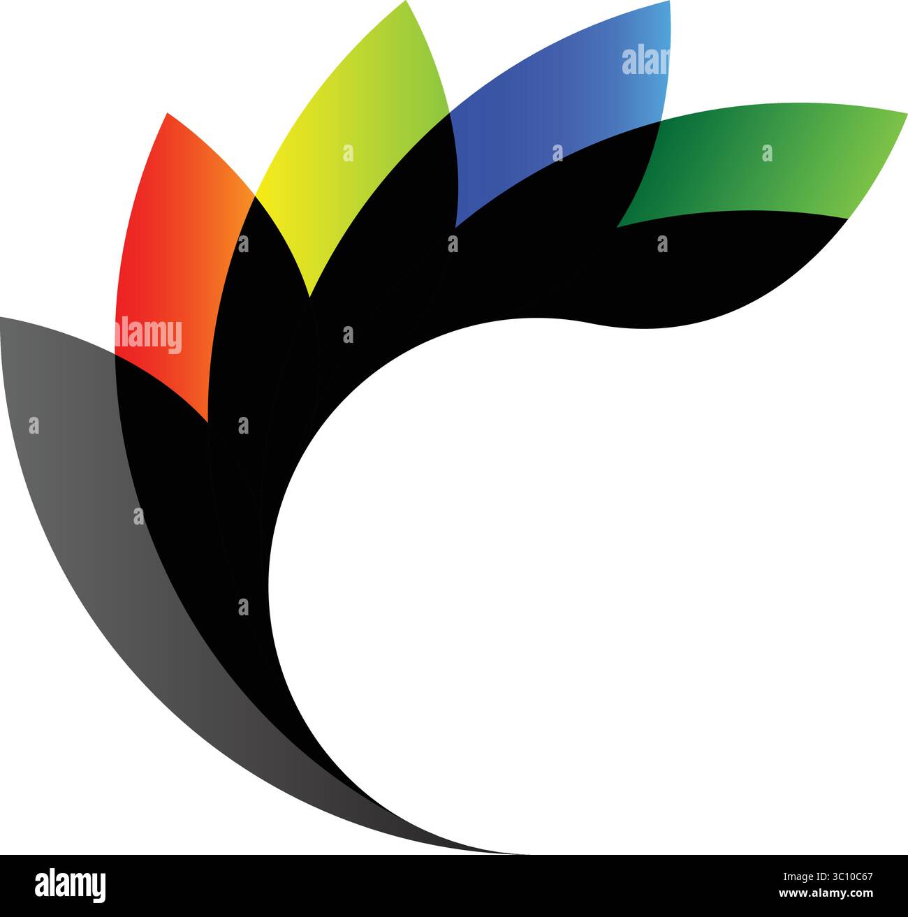 Buntes Abstraktes Blütenblatt-Logo Stock Vektor