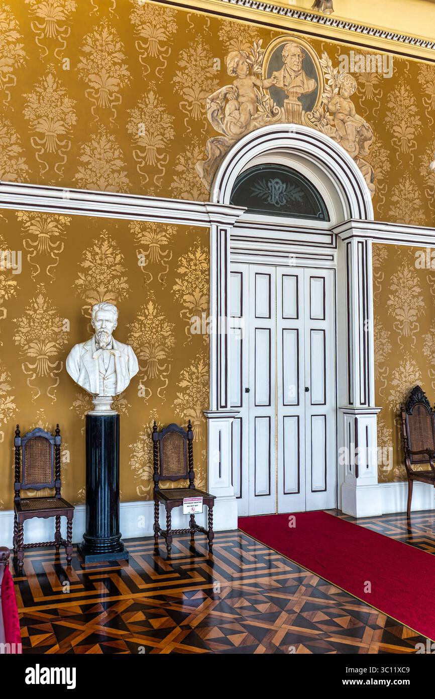 Innenraum des Theatro da Paz, Friedenstheater in Belem, Para, in Brasilien. Wurde nach neoklassizistischen architektonischen Linien erbaut, innerhalb des goldenen Zeitalters Stockfoto