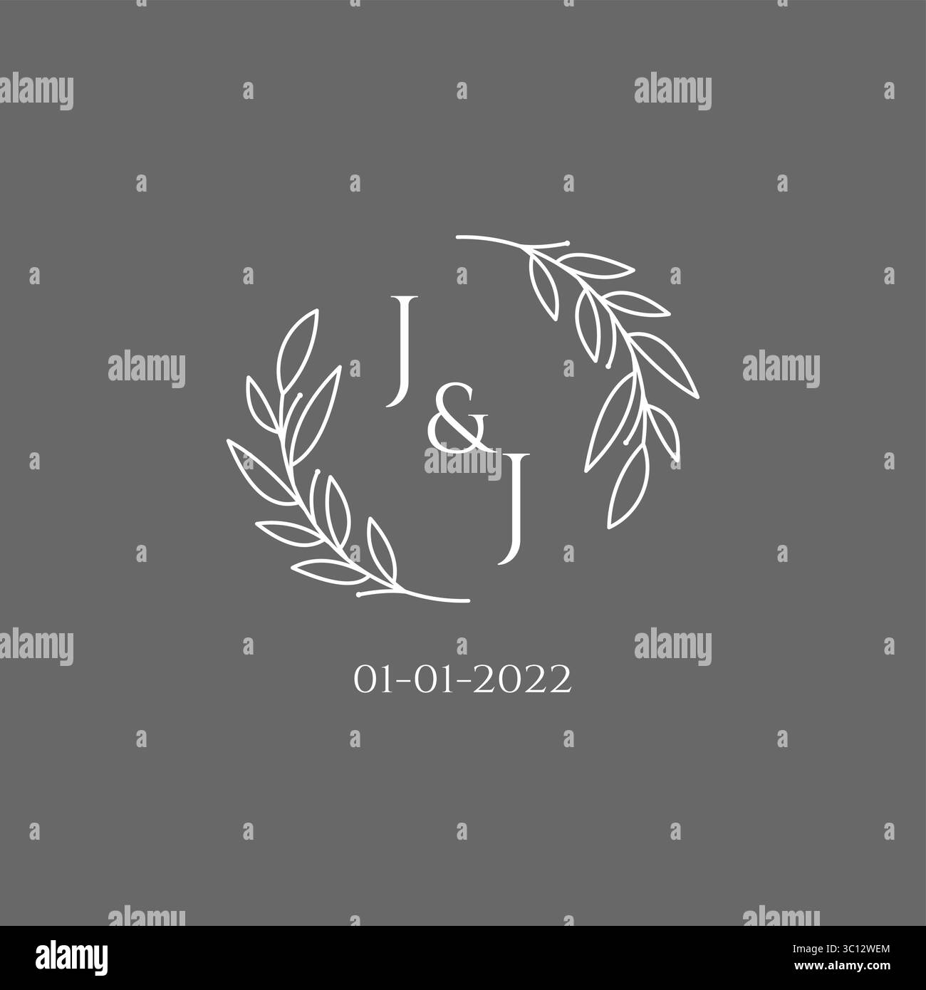 Initial Letter JJ Monogramm Hochzeit Logo mit kreativen Blättern Dekoration Vektor Grafik Vektor Grafik Vektor Grafik Stock Vektor