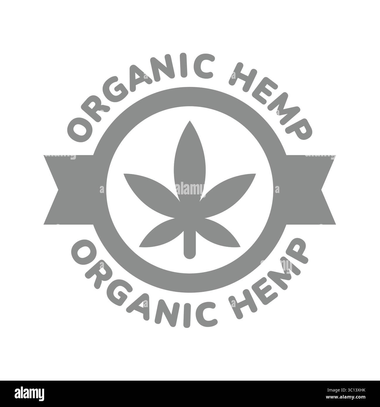 Vektorlabel für organischen Hanf. Bandabzeichen für Textil, Produkt oder Stoff. Stock Vektor