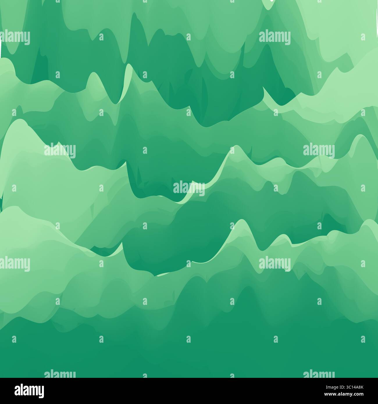 Grüner abstrakter, welliger Hintergrund mit überlagerten fließenden Formen und glatten Verläufen für modernes Design oder Präsentation mit Naturmotiven Stock Vektor