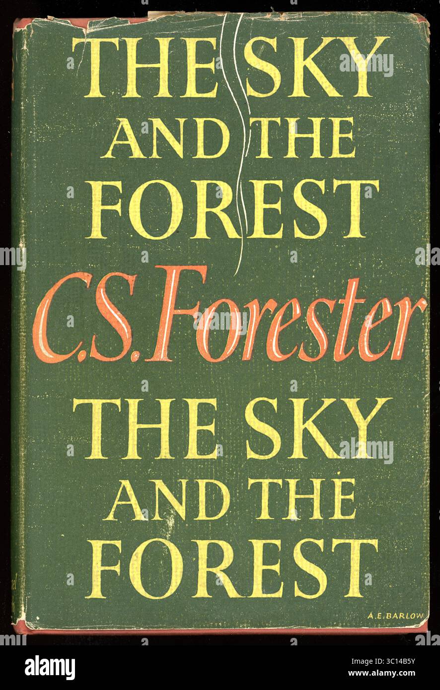 Hardcover-Buch aus den 1940er Jahren, Titelseite von „The Sky and the Forest“ von C.S. Forester, 1948. C.S. Forester war der Pseudonym von Cecil Louis Troughton Smith, einem englischen Schriftsteller. Das Buch erzählt die Geschichte eines fiktiven zentralafrikanischen Häuptlings in den 1800er Jahren Der Häuptling Loa wird von seinem Stamm wie ein Gott behandelt. Es ist eine Geschichte vom Kampf eines primitiven Stammes in Zentralafrika gegen Sklavenhandel und Kolonialisierung durch Araber und dann durch den Westen. „C. S.“ Forester, berühmt für seine Geschichten über Seekriegsführung, wie die 12-Buch-Horatio Hornblower-Serie. Stockfoto