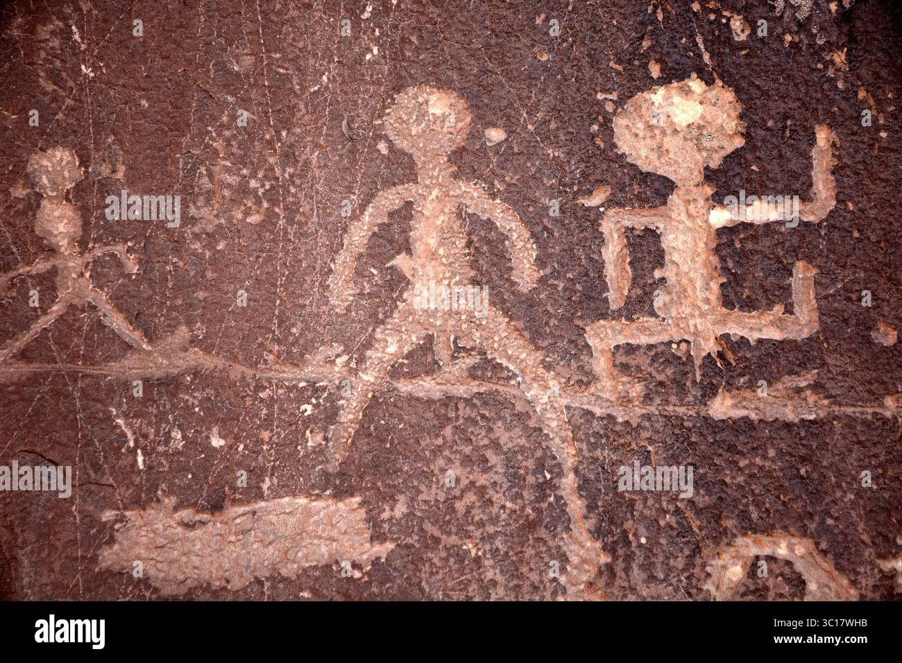 Petroglyph am Big Foot Panel, Utah, USA – Petroglyphen der Ureinwohner auf Sandstone Stockfoto