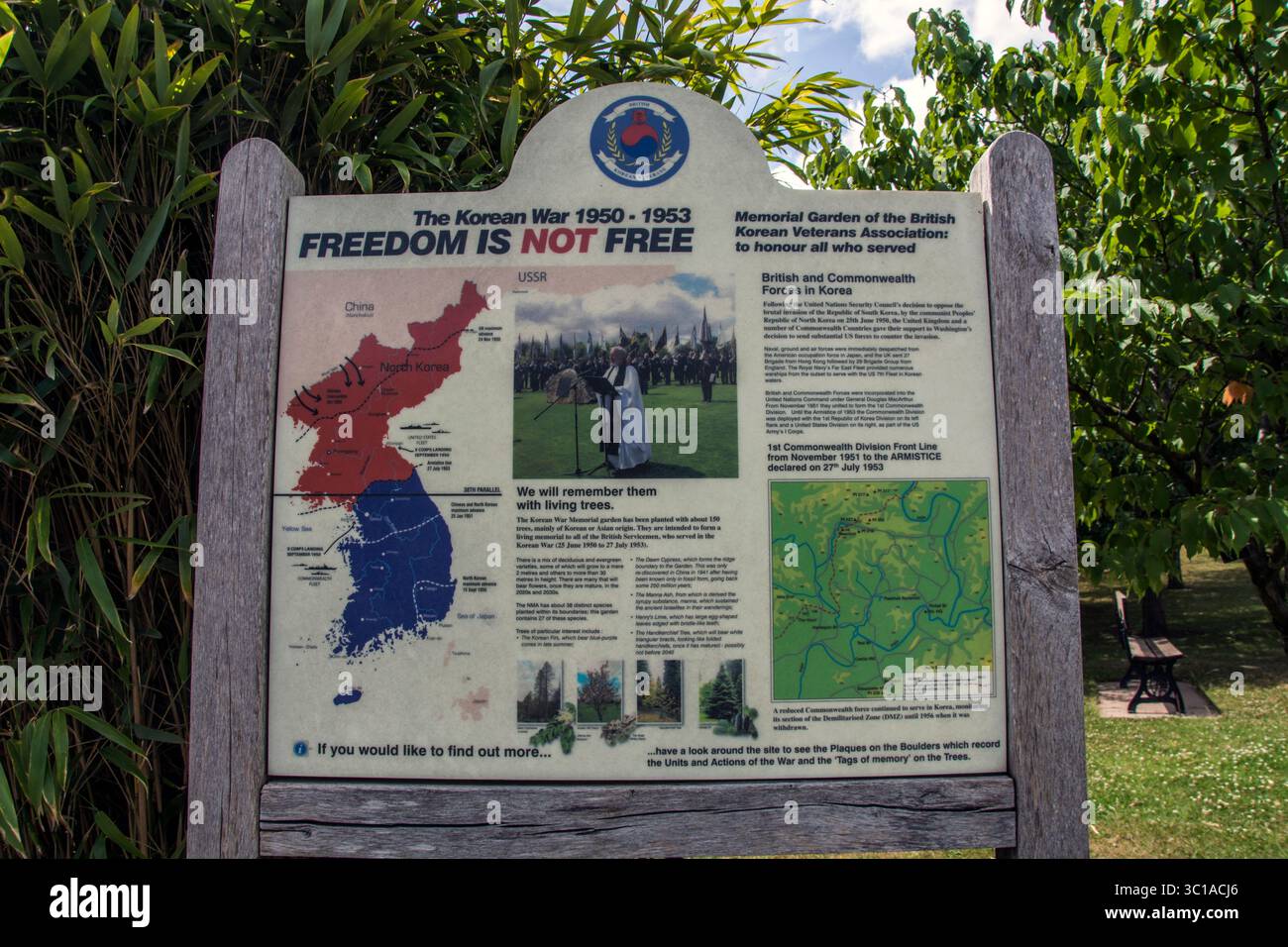 Freiheit ist nicht frei, der Korean war Memorial Garden der britischen koreanischen Veteranen Stockfoto