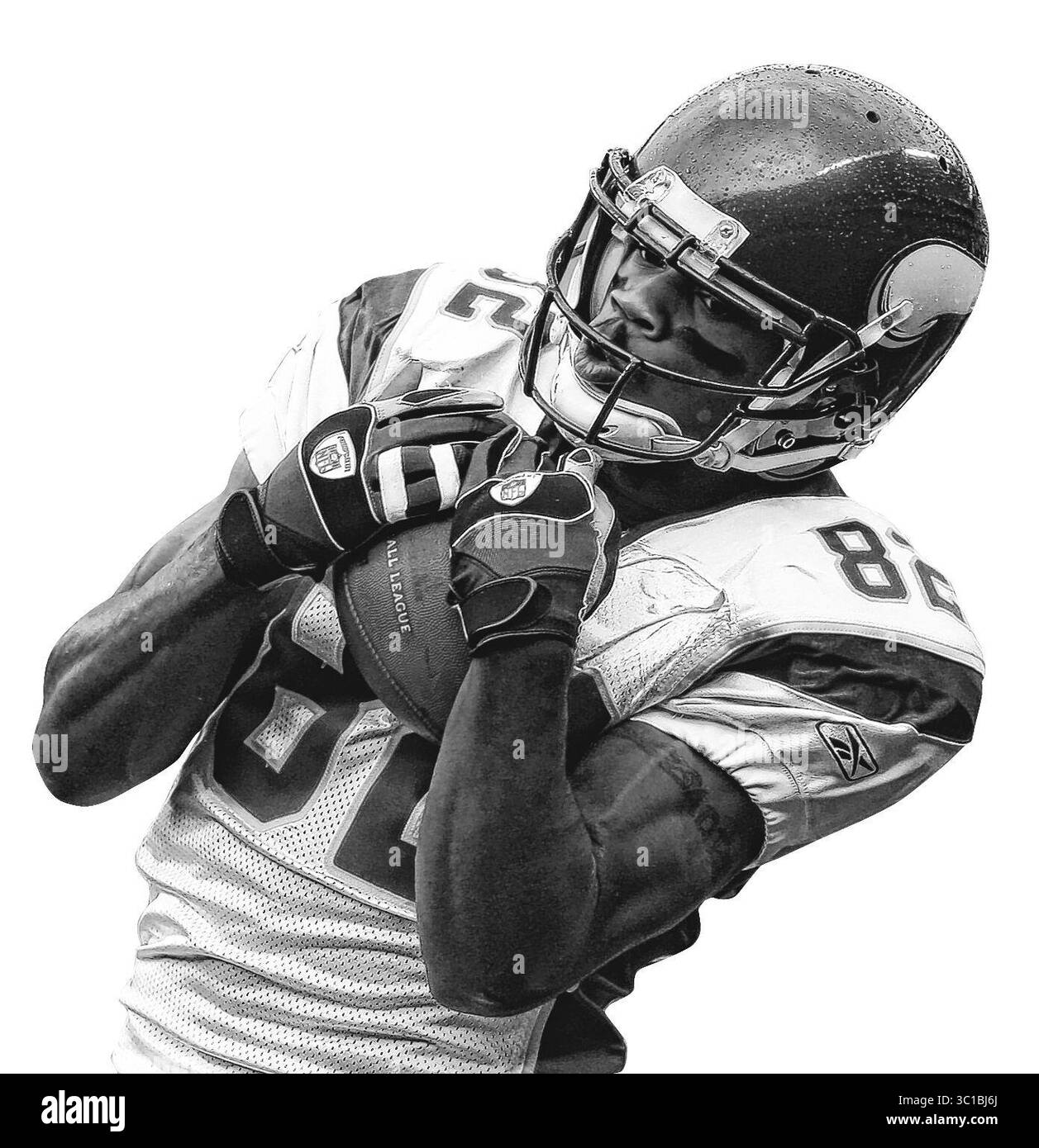 14. Oktober 2007 - Chicago, USA - ´ CHICAGO - 10/14/07 - die Minnesota Vikings schlugen die Chicago Bears 34 - 31 mit einem 55-Yard-Field-Tor von Kicker Ryan Longwell. AUF DIESEM FOTO: Troy Williamson hält im ersten Quartal einen 60-Meter-Touchdown-Empfang. Er wurde von Chicagos Adam Archuleta gedeckt. (Bild: Jeff Wheeler/Minneapolis Star Tribune/TNS via ZUMA Wire) Stockfoto