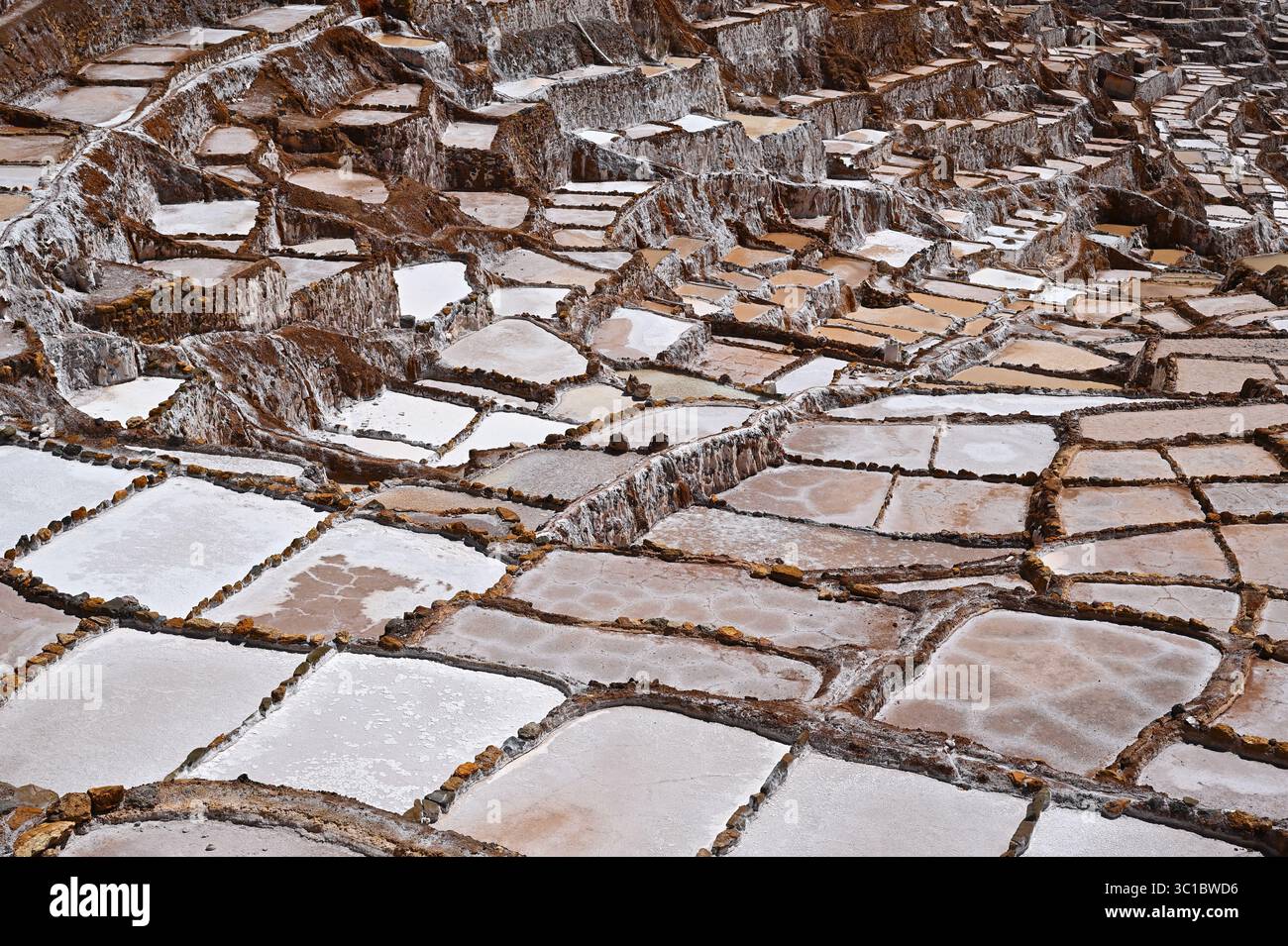 Salzbergwerke von Maras, Cusco, Peru Stockfoto