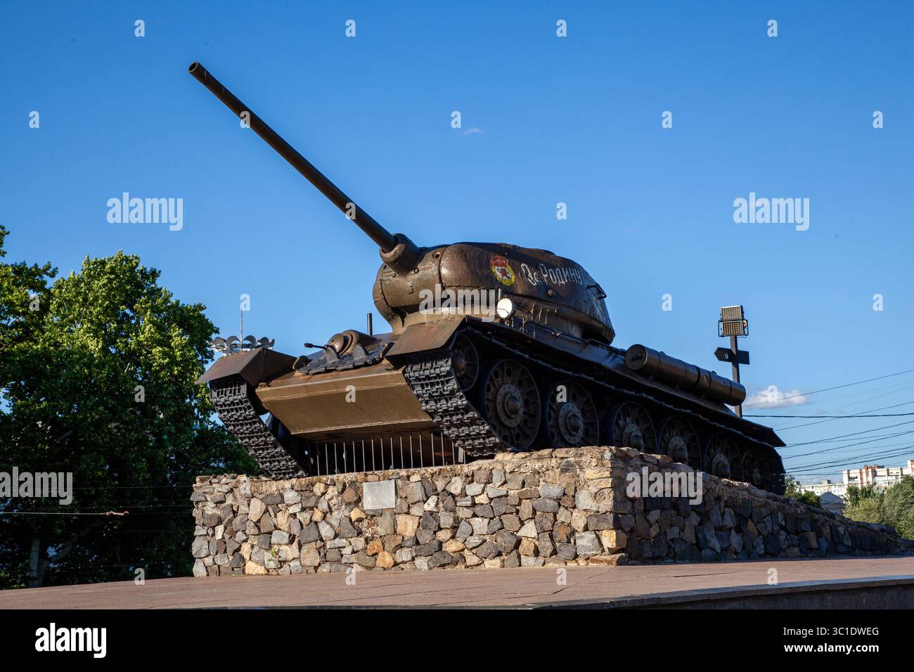 Ein stillgelegter T-34-Panzer, als Teil des Memorial of Glory in Tiraspol Stockfoto