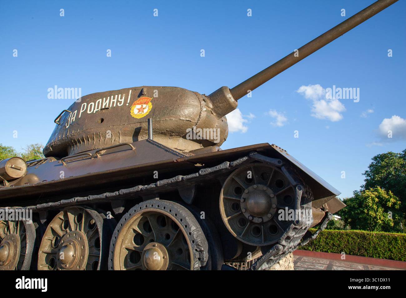 Ein stillgelegter T-34-Panzer, als Teil des Memorial of Glory in Tiraspol Stockfoto